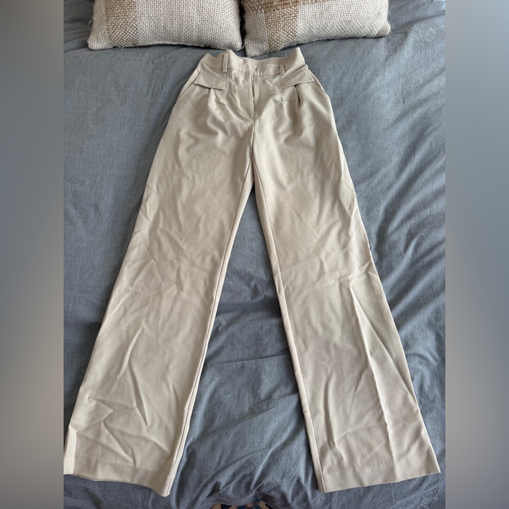 bec + bridge Beige High Waisted Wide Leg Pants - Picture 3 of 5